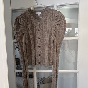 Something Navy Cable Knit Cardigan - Tan